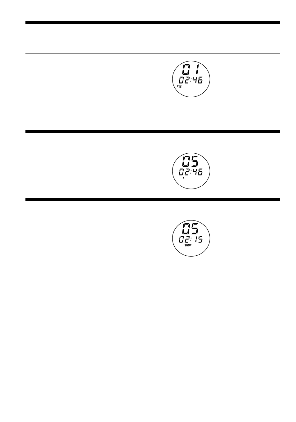 Playing tracks repeatedly (repeat play), Playing a single track (single play), Playing tracks in random order (shuffle play) | Playing tracks in random order, Shuffle play), Playing tracks repeatedly, Playing a single track | Sony D-SJ301 User Manual | Page 10 / 24