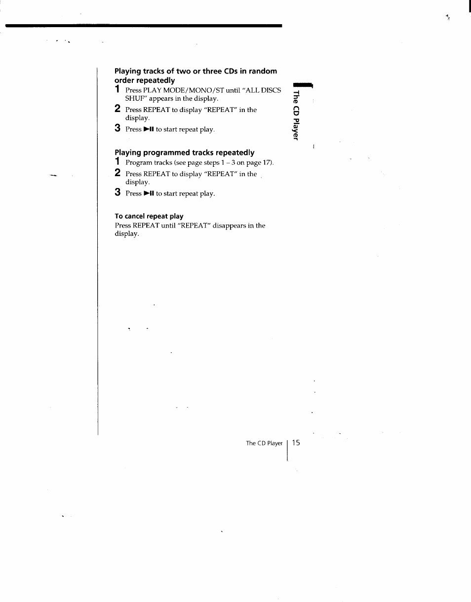 Playing programmed tracks repeatedly | Sony CFD-C646 User Manual | Page 15 / 31