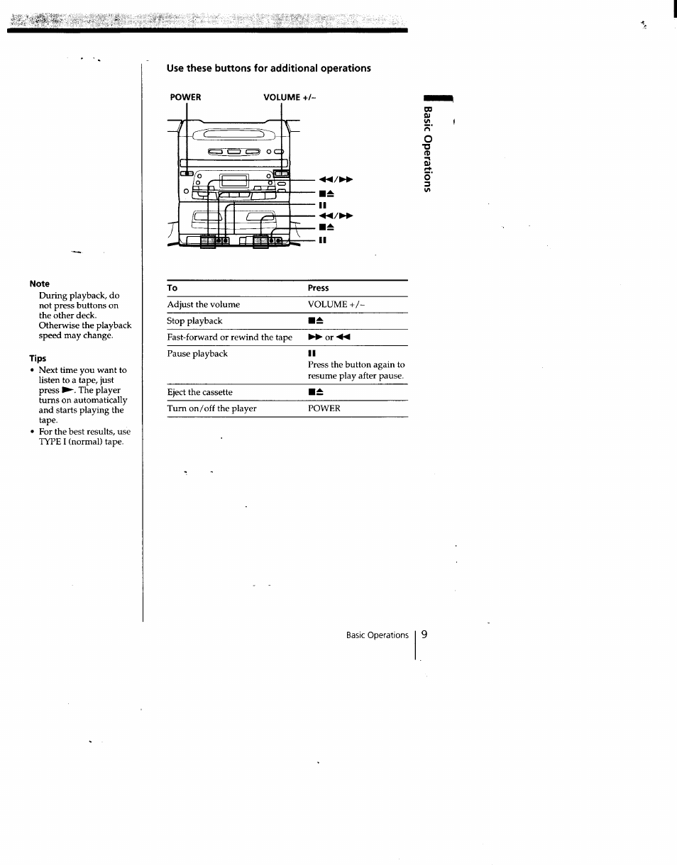 Use these buttons for additional operations | Sony CFD-C646 User Manual | Page 9 / 31