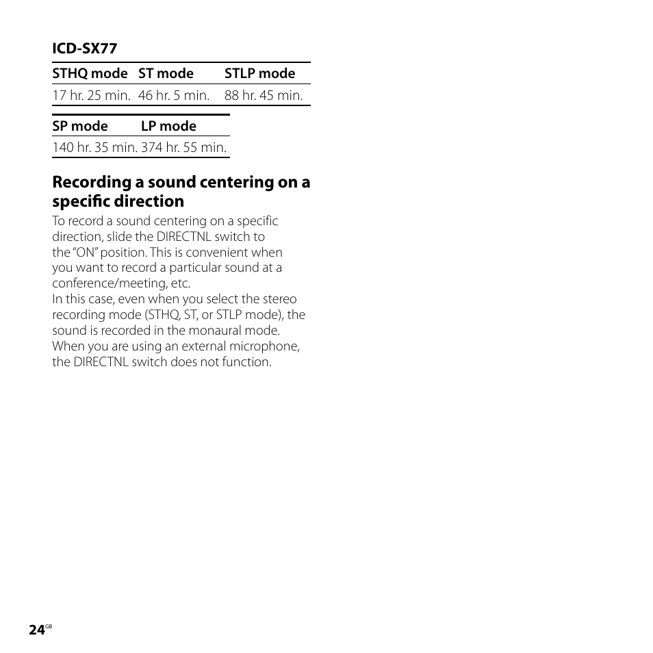 Sony ICD-SX77 User Manual | Page 24 / 92