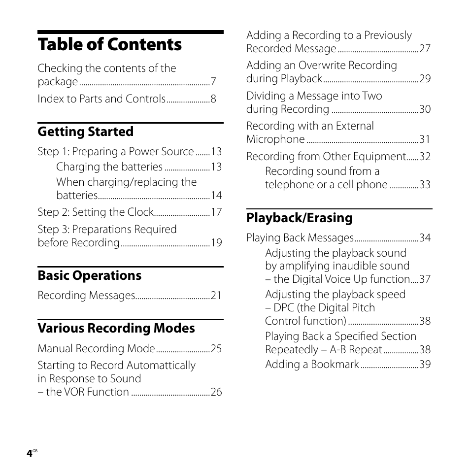 Sony ICD-SX77 User Manual | Page 4 / 92