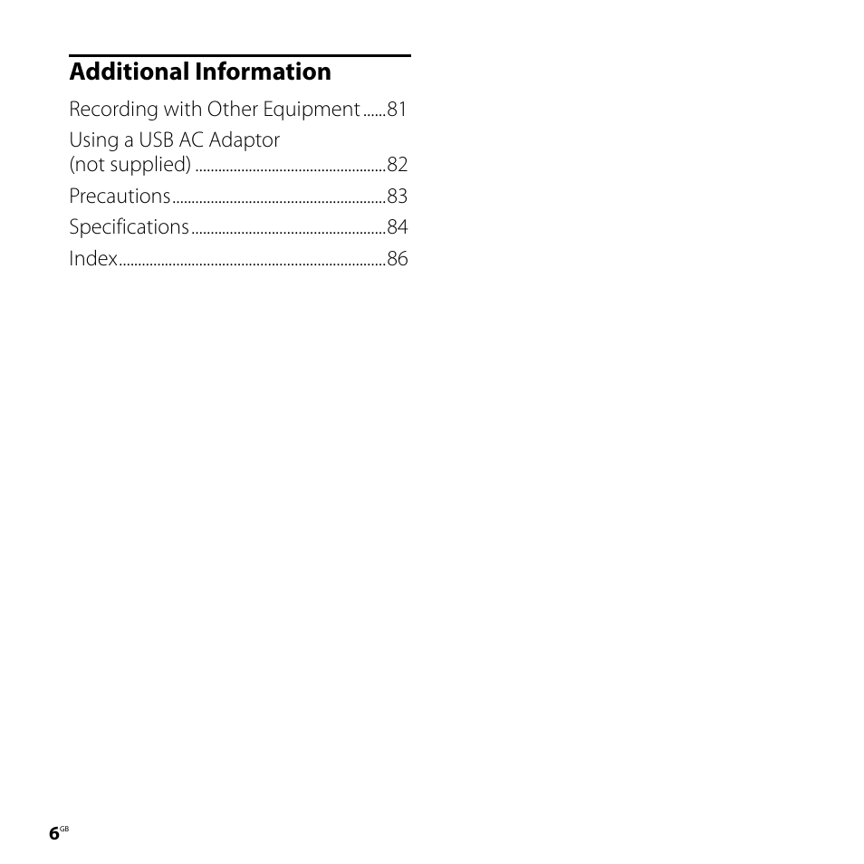 Additional information | Sony ICD-SX77 User Manual | Page 6 / 92