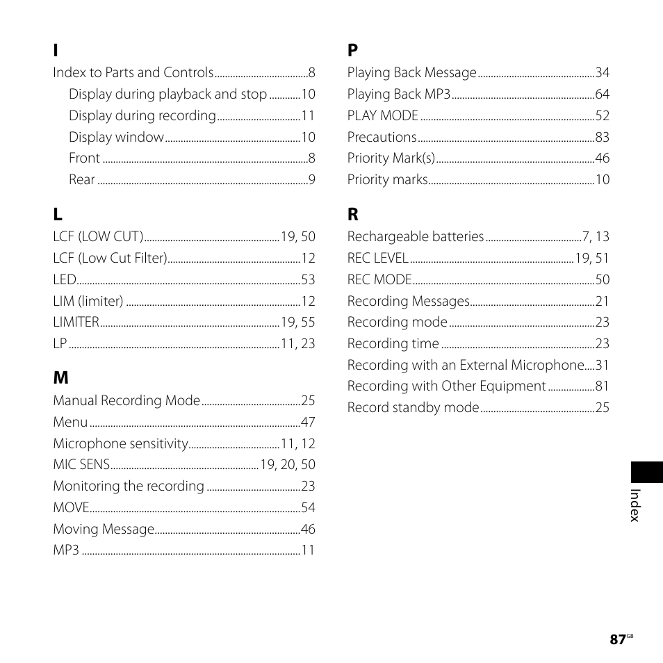 Sony ICD-SX77 User Manual | Page 87 / 92