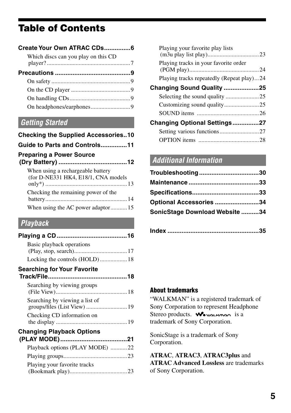 Sony D-NE330LIV3 User Manual | Page 5 / 40