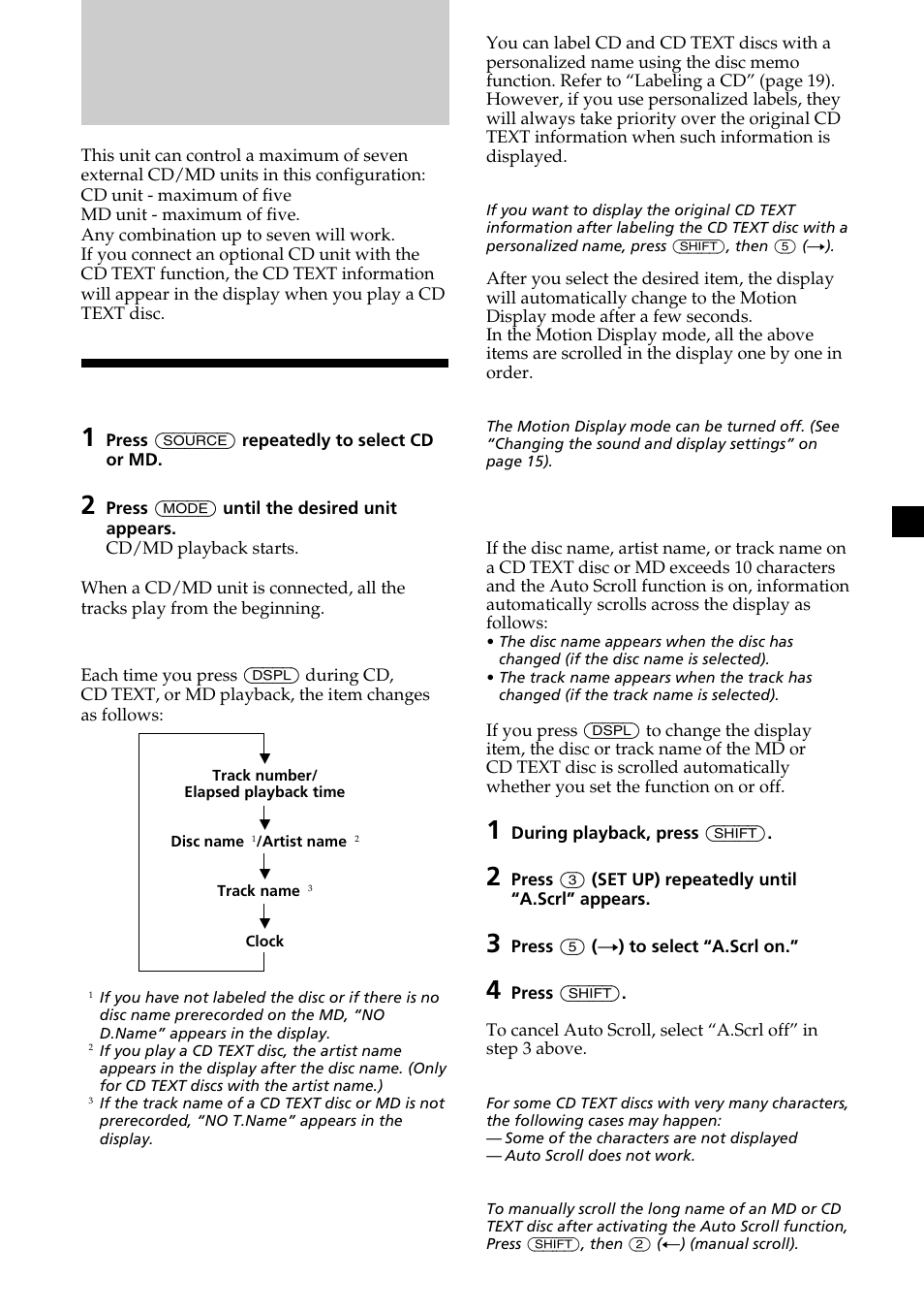 Cd/md unit, Playing a cd or md | Sony CDX-C6850 User Manual | Page 17 / 28
