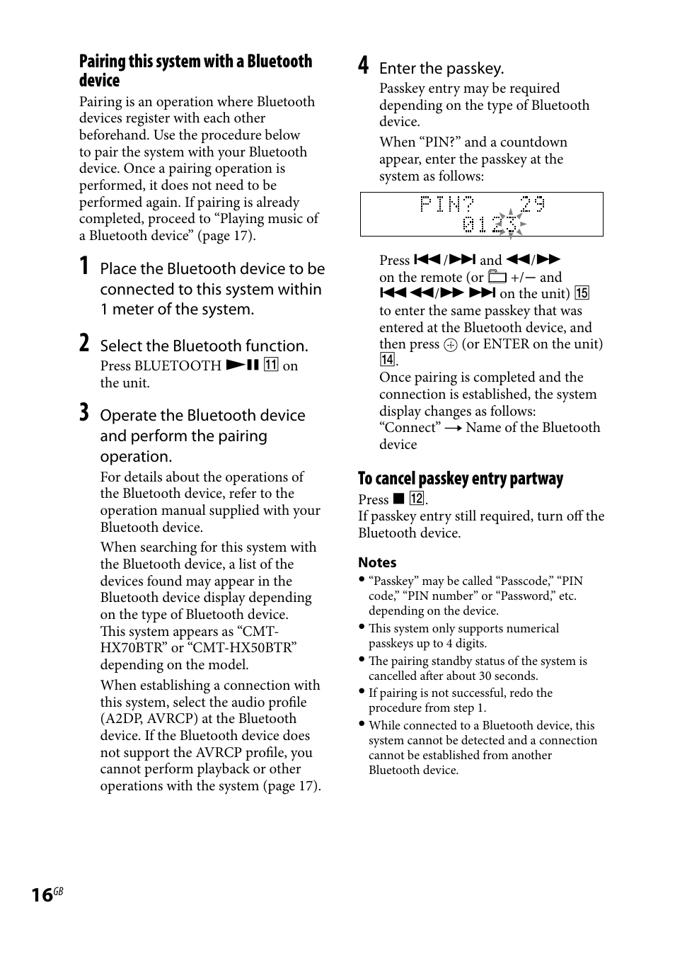 Pairing this system with a bluetooth device | Sony CMT-HX70BTR User Manual | Page 16 / 44