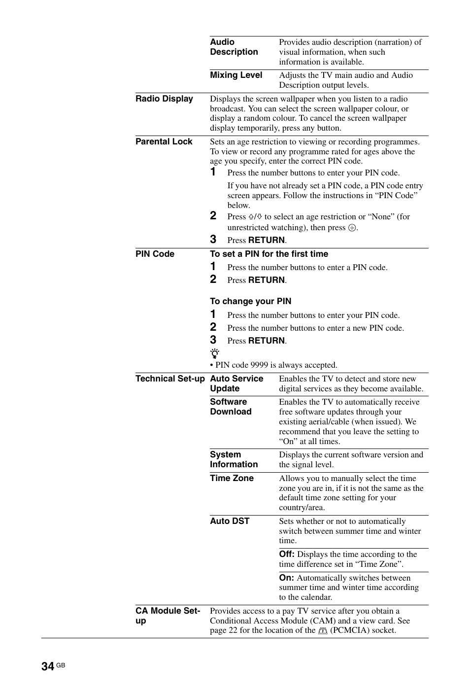 Sony BRAVIA 3-298-969-61(1) User Manual | Page 34 / 84