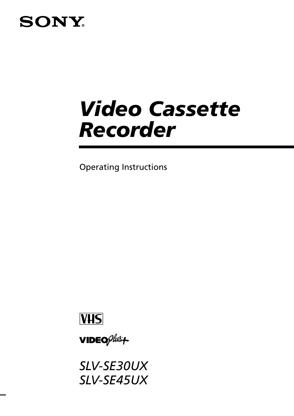 Sony VIDEO Plus SLV-SE30UX User Manual | 76 pages