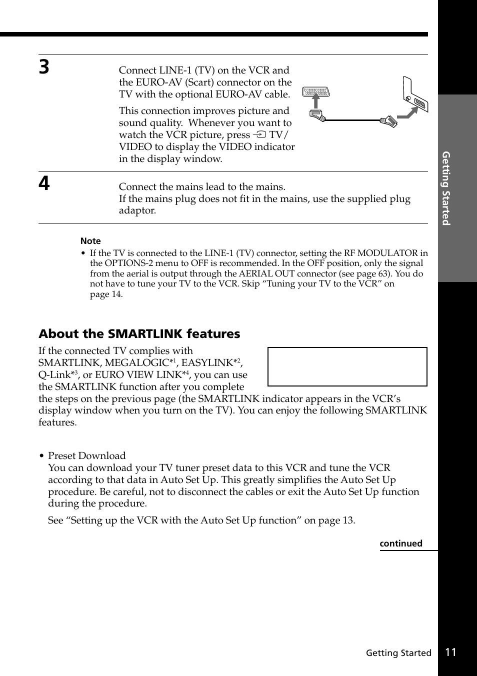 About the smartlink features | Sony VIDEO Plus SLV-SE30UX User Manual | Page 11 / 76