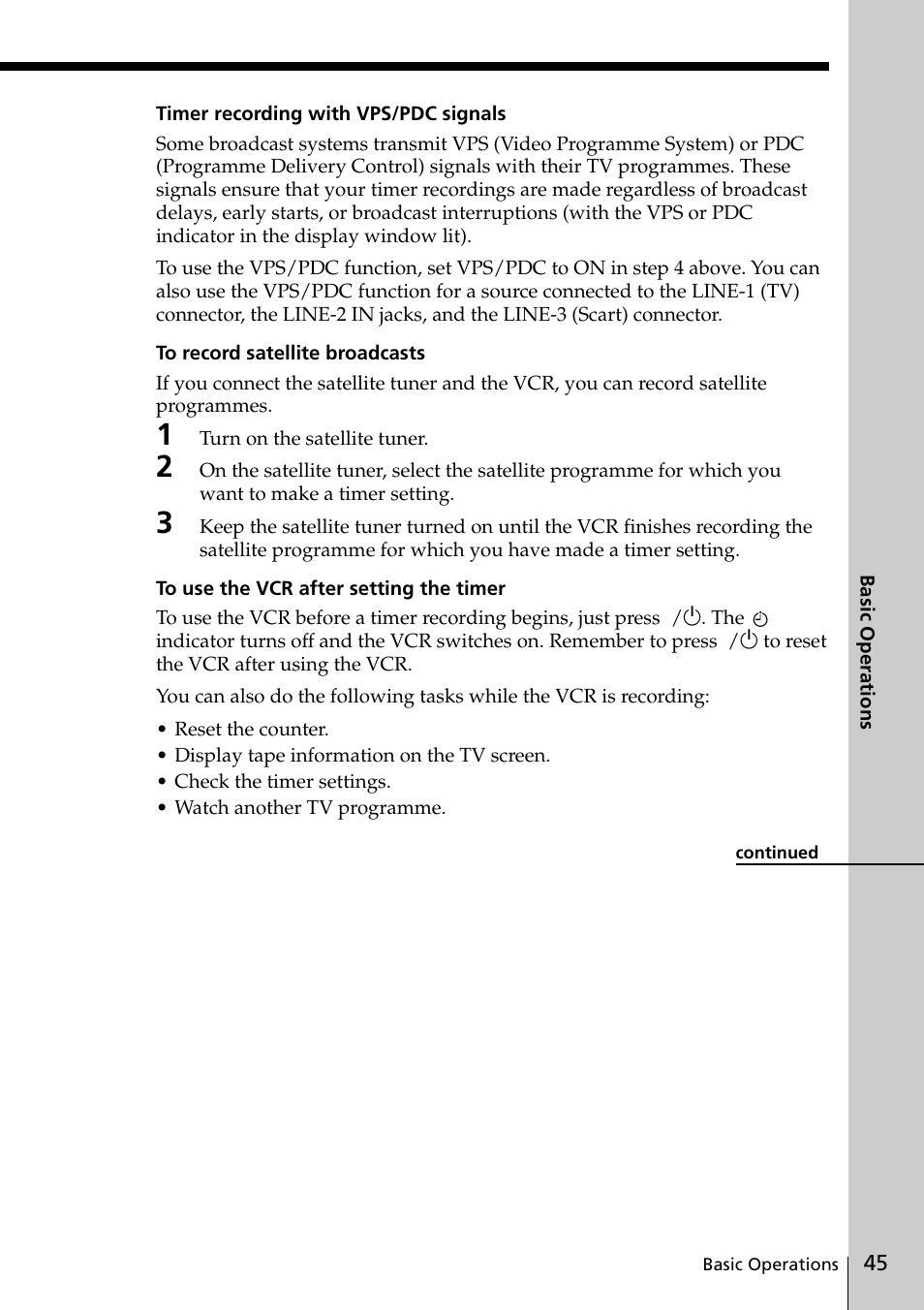 Sony VIDEO Plus SLV-SE30UX User Manual | Page 45 / 76