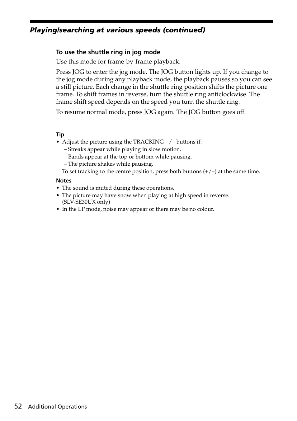 Sony VIDEO Plus SLV-SE30UX User Manual | Page 52 / 76