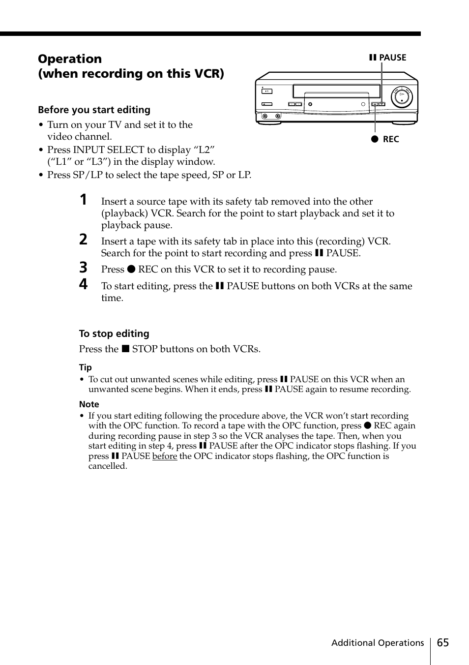 Sony VIDEO Plus SLV-SE30UX User Manual | Page 65 / 76