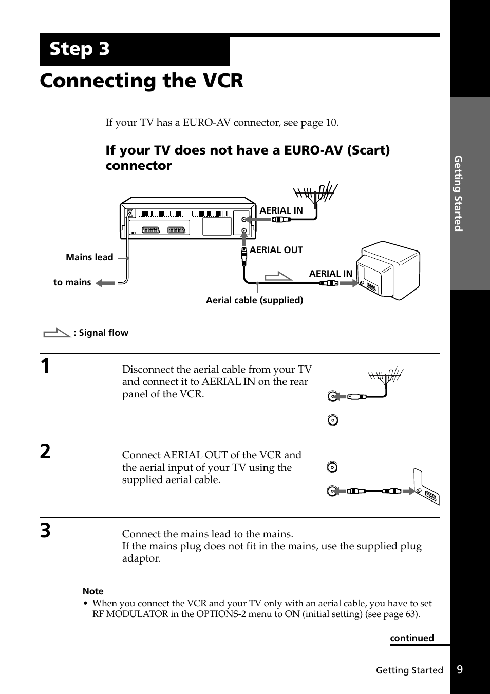 Connecting the vcr, Step 3 | Sony VIDEO Plus SLV-SE30UX User Manual | Page 9 / 76