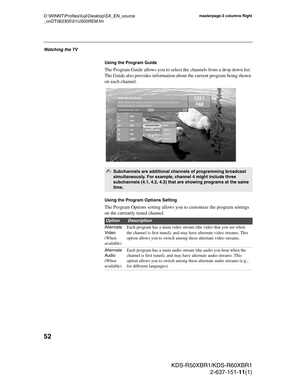 C23.1 | Sony KDS-R60XBR1 User Manual | Page 52 / 120