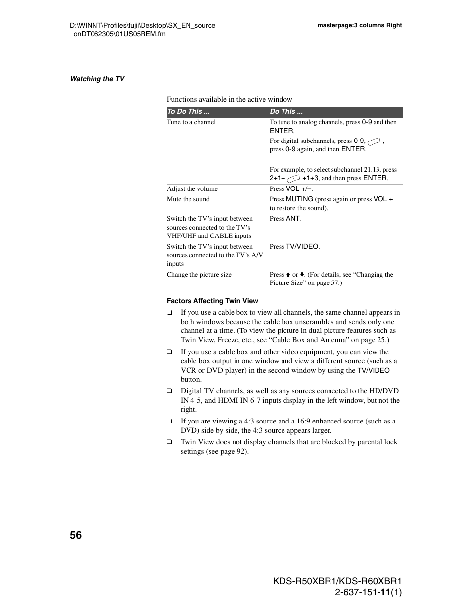 Sony KDS-R60XBR1 User Manual | Page 56 / 120