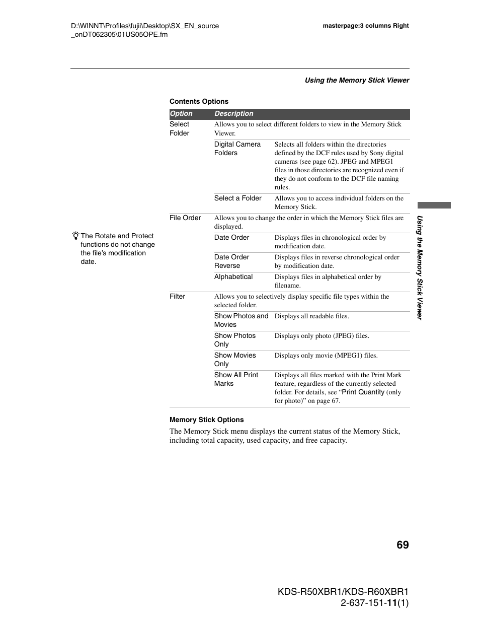 Sony KDS-R60XBR1 User Manual | Page 69 / 120