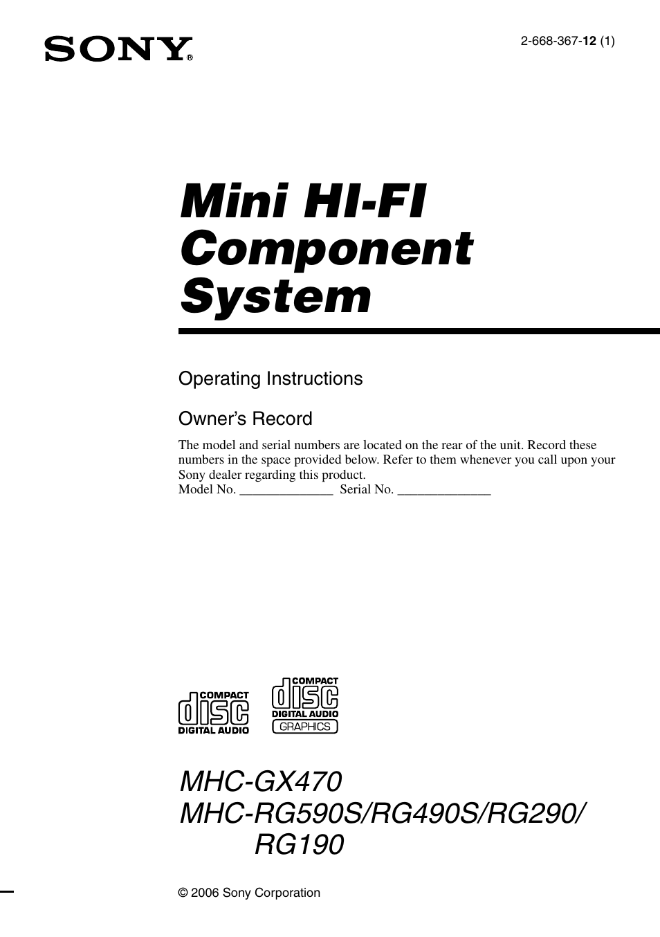 Sony RG590S User Manual | 32 pages