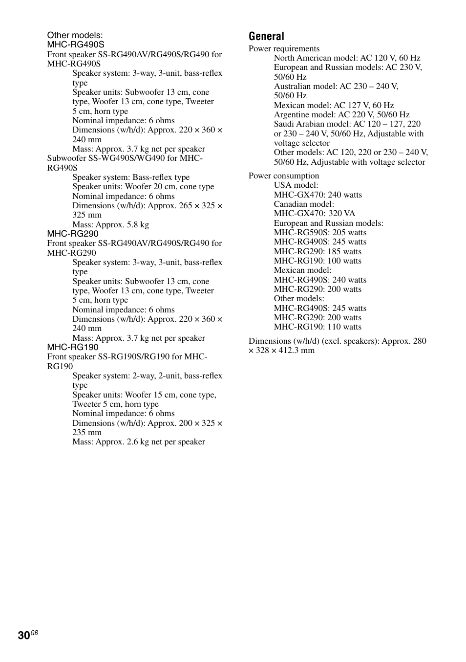 General | Sony RG590S User Manual | Page 30 / 32