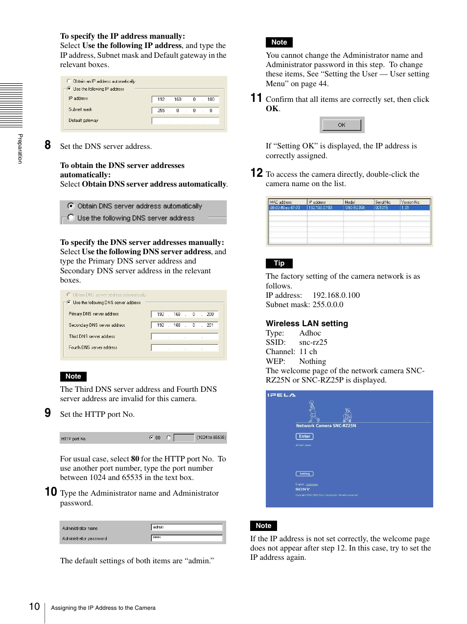 Sony IPELA SNC-RZ25P User Manual | Page 10 / 81