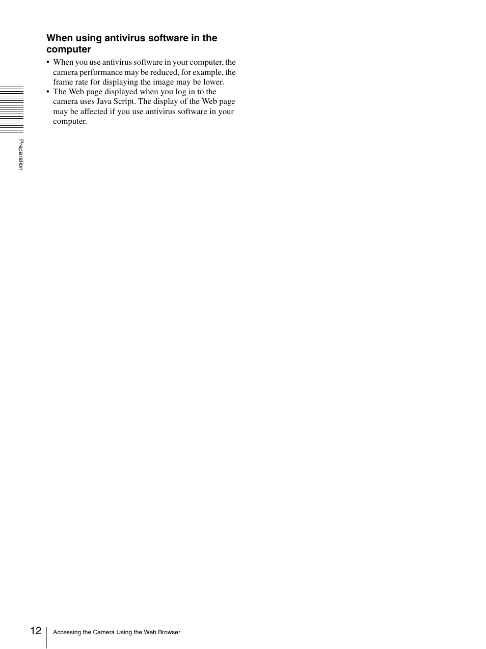 When using antivirus software in the computer | Sony IPELA SNC-RZ25P User Manual | Page 12 / 81