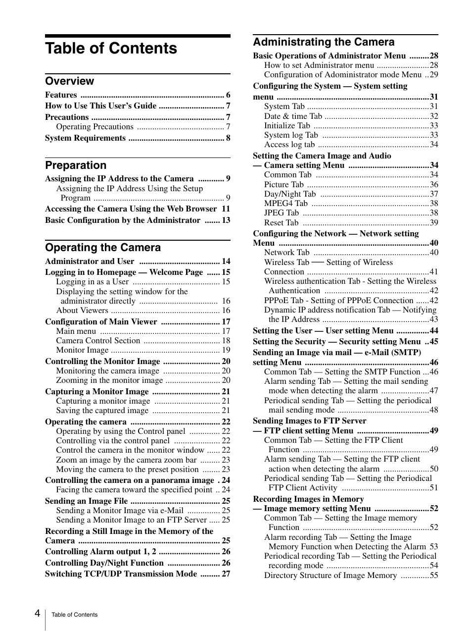 Sony IPELA SNC-RZ25P User Manual | Page 4 / 81