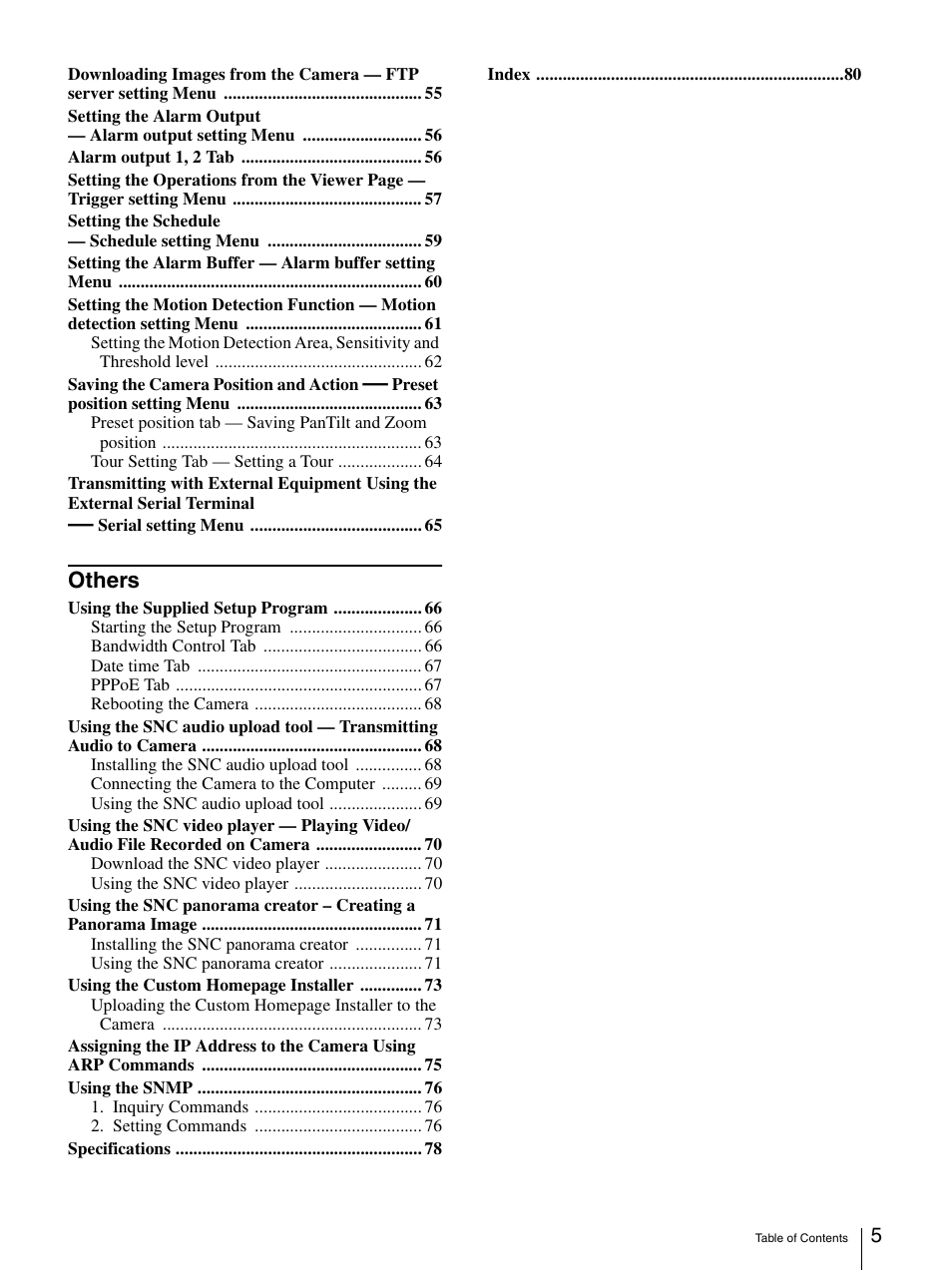 Others | Sony IPELA SNC-RZ25P User Manual | Page 5 / 81