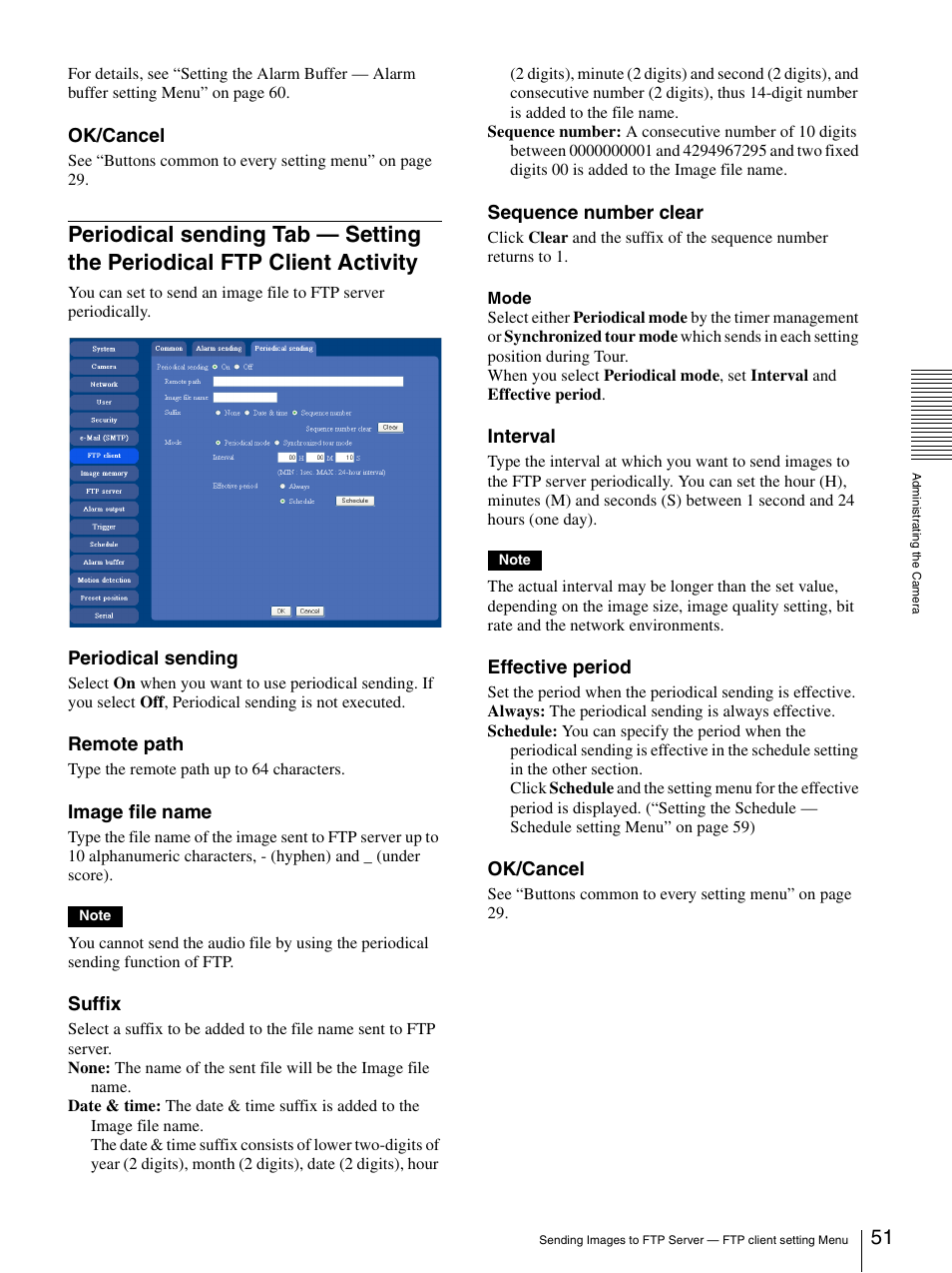 Periodical sending tab — setting the periodical, Ftp client activity | Sony IPELA SNC-RZ25P User Manual | Page 51 / 81