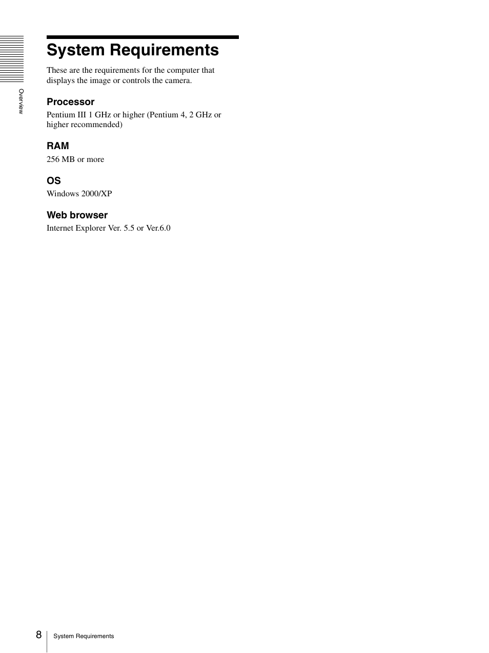 System requirements | Sony IPELA SNC-RZ25P User Manual | Page 8 / 81