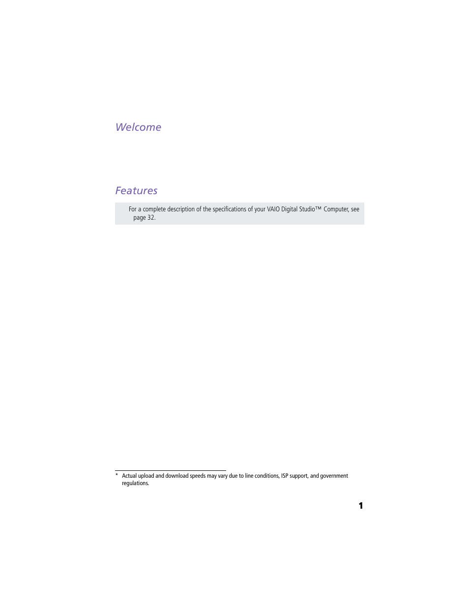 Welcome, Features, Welcome features | Sony PCV-R528DS User Manual | Page 5 / 40