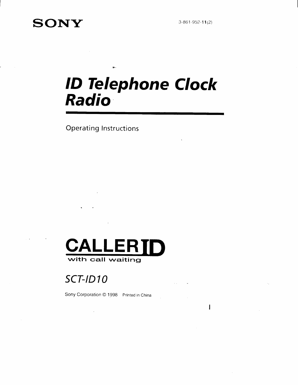 Sony SCT-ID10 User Manual | 11 pages