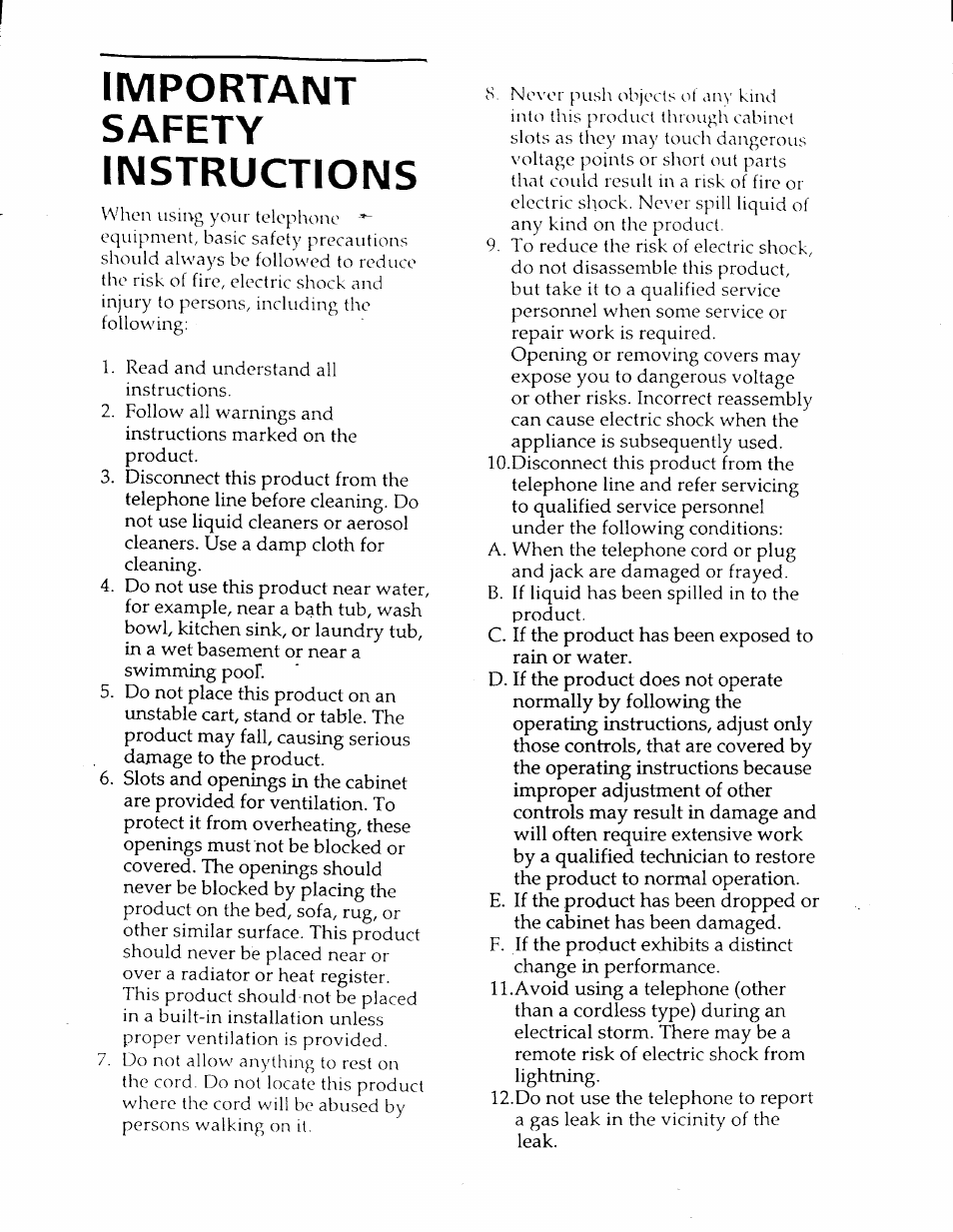 Important, Safety, Instructions | Important safety instructions | Sony SCT-ID10 User Manual | Page 3 / 11