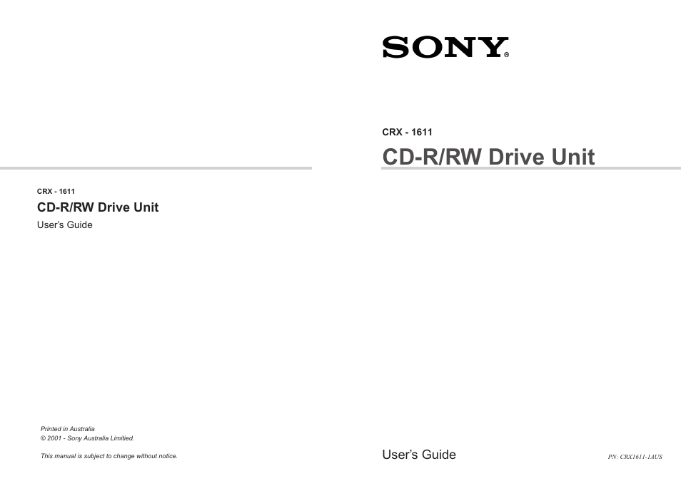 Sony CRX-1611 User Manual | 15 pages