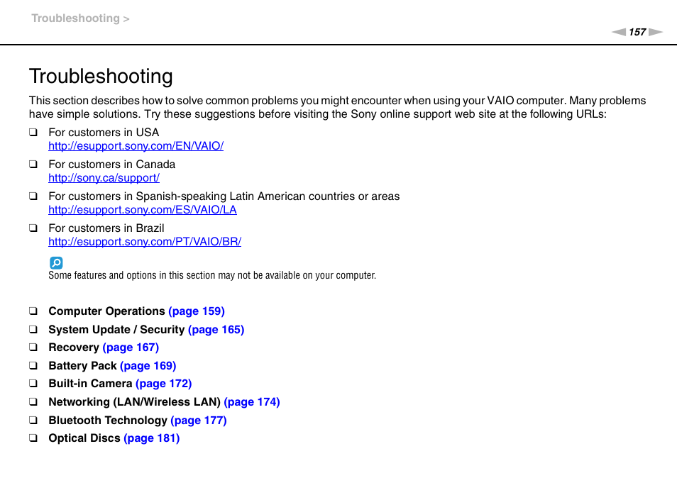 Troubleshooting | Sony VAIO VPCZ11 User Manual | Page 157 / 205