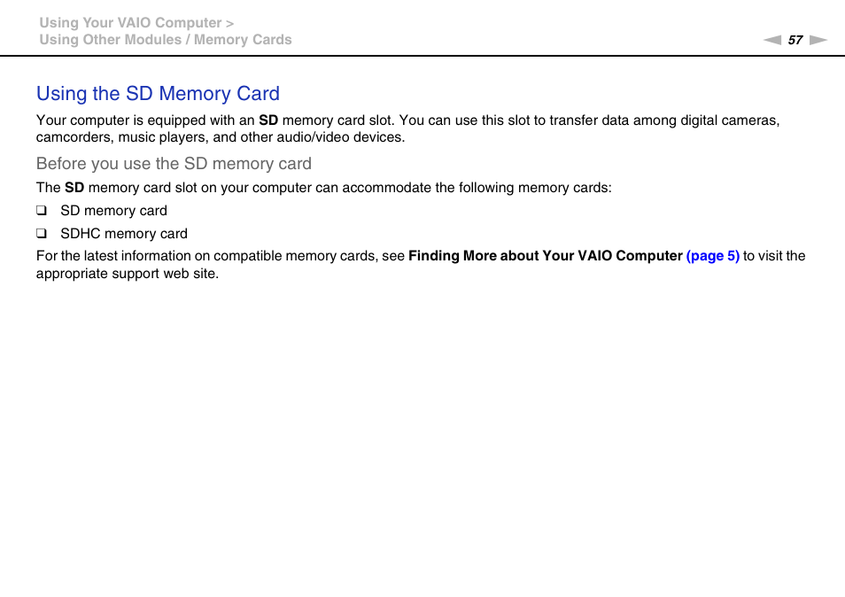 Sony VAIO VPCZ11 User Manual | Page 57 / 205