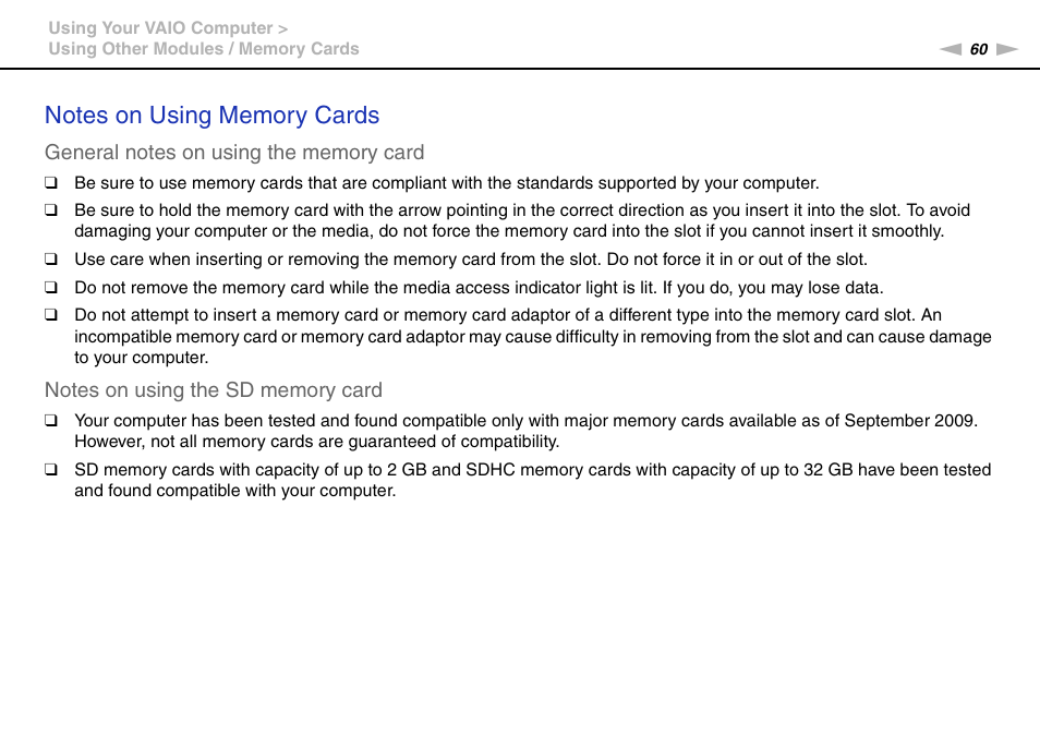 Sony VAIO VPCZ11 User Manual | Page 60 / 205