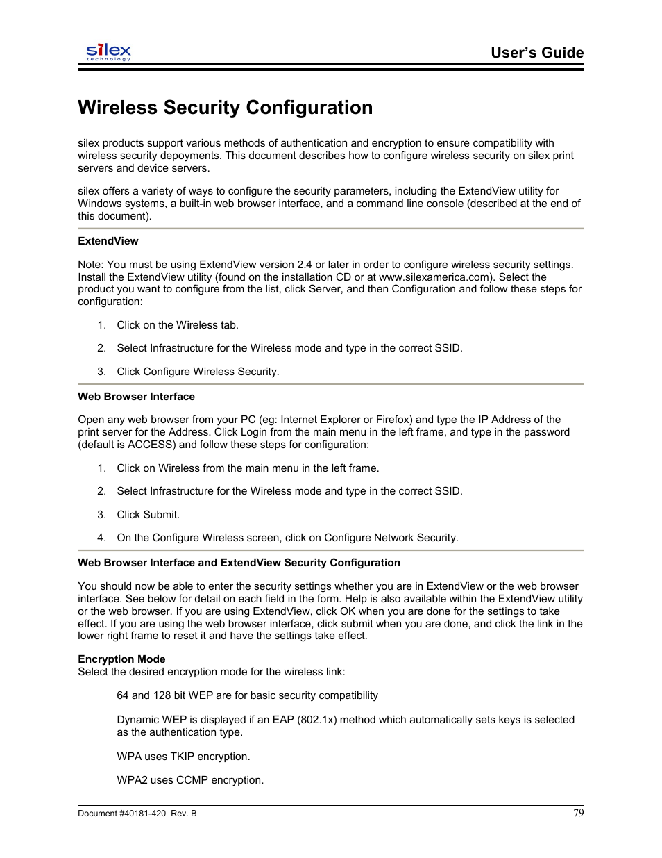 Wireless security configuration, User’s guide | Sony SX-215 User Manual | Page 79 / 87