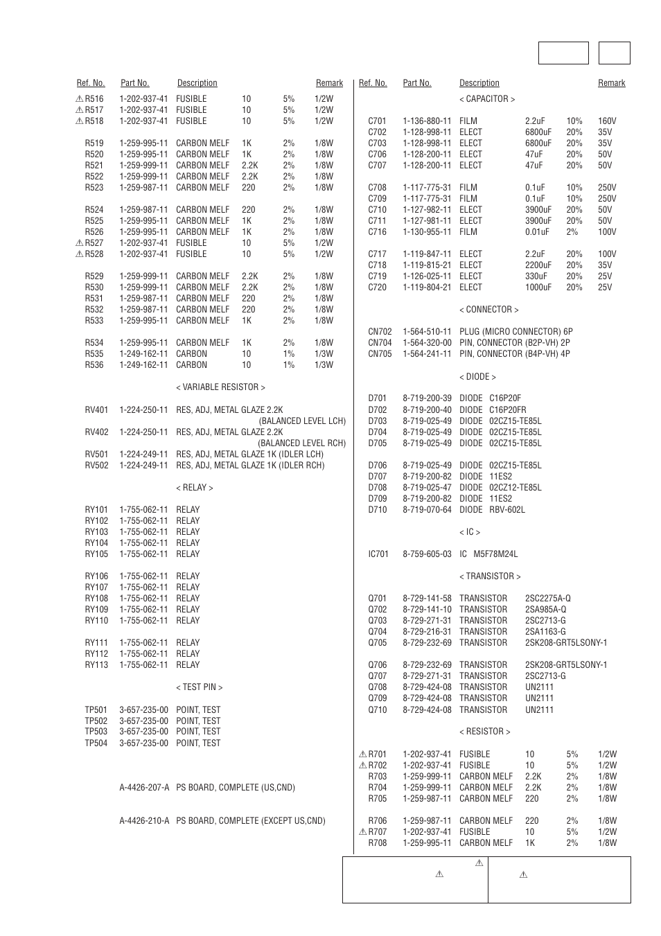 Main ps | Sony TA-E1 User Manual | Page 17 / 18