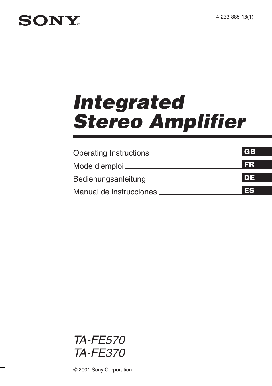 Sony TA-FE370 User Manual | 44 pages