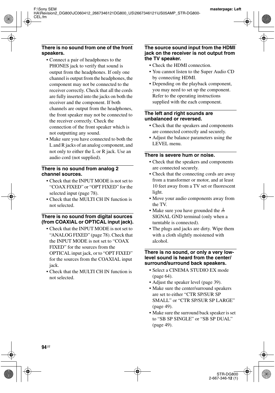 Sony STRDG800 User Manual | Page 94 / 100