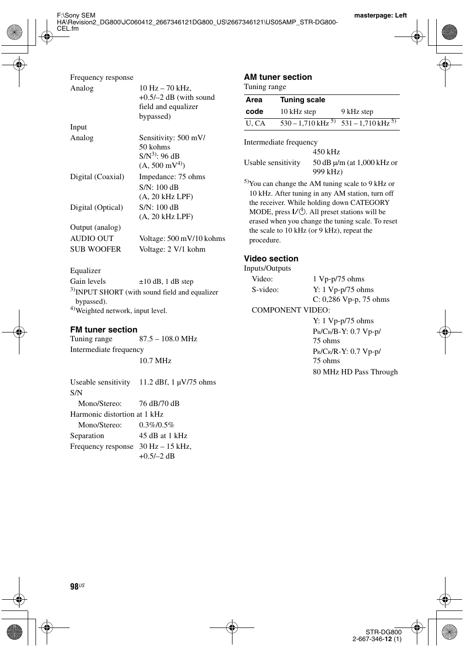 Sony STRDG800 User Manual | Page 98 / 100