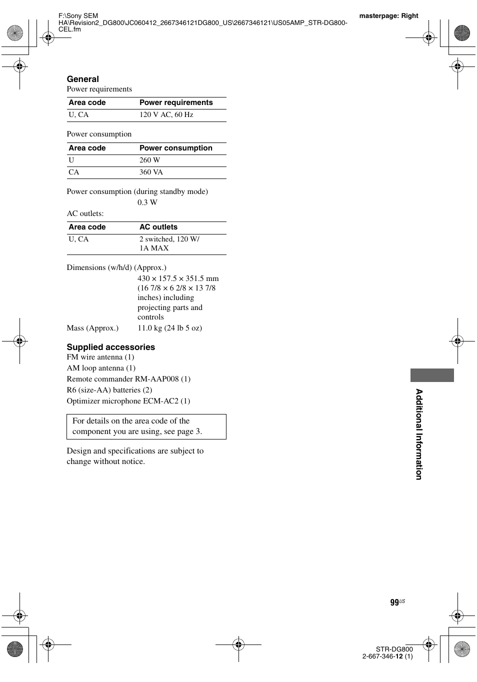 Sony STRDG800 User Manual | Page 99 / 100