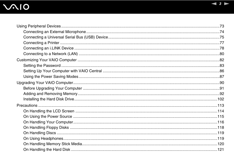 Sony VGC-VA10G User Manual | Page 3 / 169