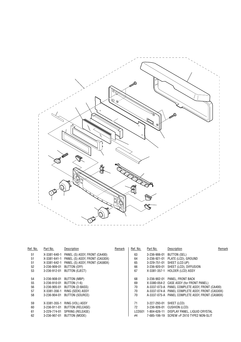 Front panel section | Sony CDX-CA530X User Manual | Page 29 / 40