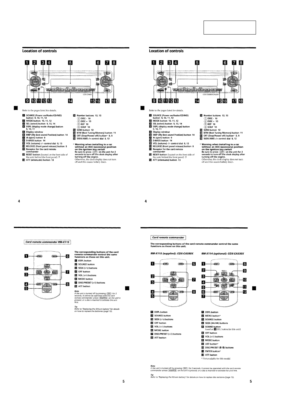 General | Sony CDX-CA530X User Manual | Page 4 / 40