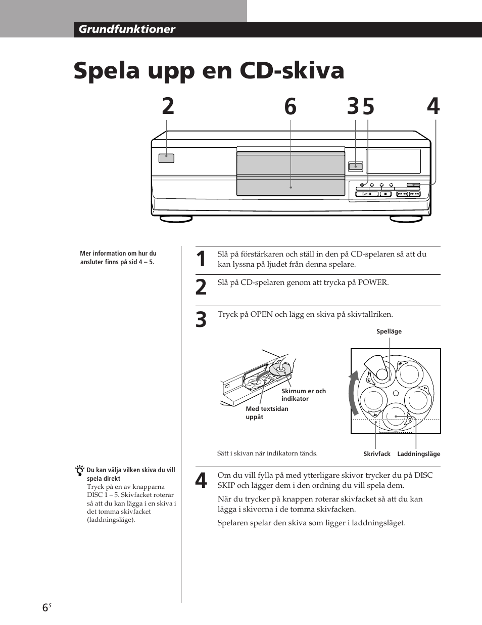 Spela upp en cd-skiva | Sony CDP-CE105 User Manual | Page 42 / 50