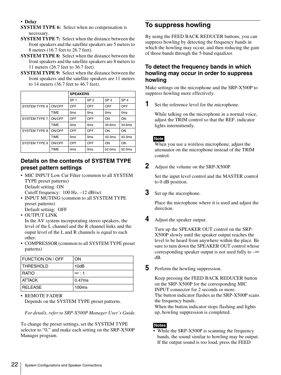 To suppress howling | Sony SRP-X500P User Manual | Page 22 / 37