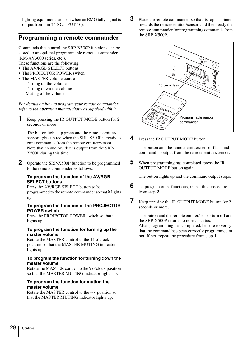 Programming a remote commander | Sony SRP-X500P User Manual | Page 28 / 37