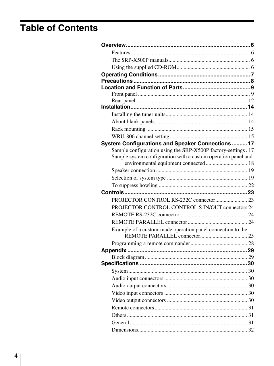 Sony SRP-X500P User Manual | Page 4 / 37