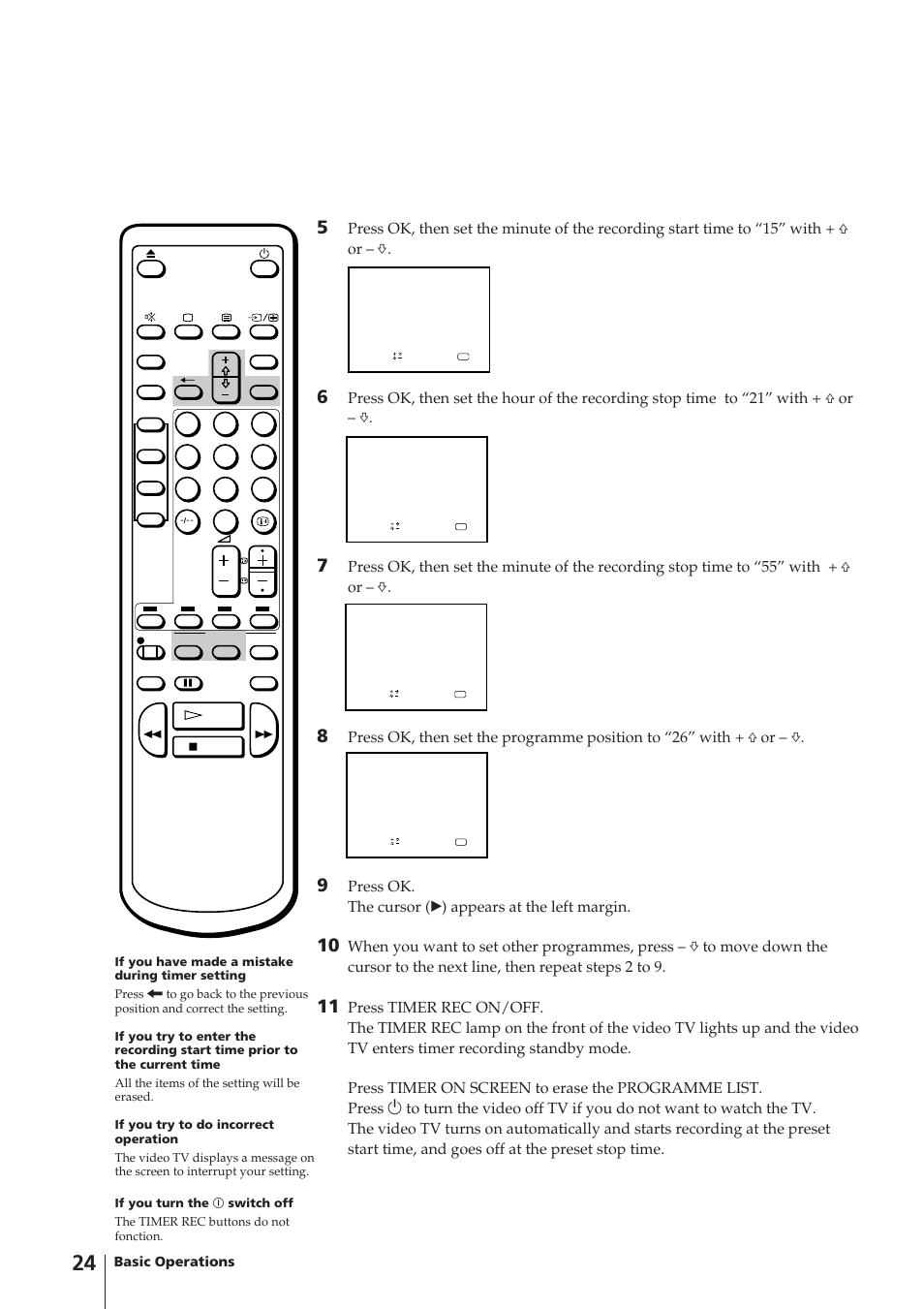 Basic operations | Sony Trinitron KV-14V4U User Manual | Page 24 / 43