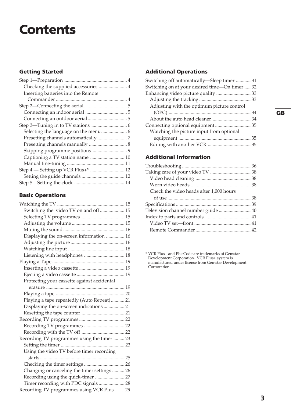 Sony Trinitron KV-14V4U User Manual | Page 3 / 43